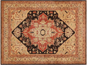 handmade Geometric Antique Brown Tan Hand Knotted RECTANGLE 100% WOOL area rug 9x12